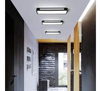 LED Rectangle Plafonniers 3000K/4000K/6000K Créativité Lampe de Plafond Moderne Conception Acrylique Luminaire Plafonnier 3 Températures de Couleur Plafonnier Couloir (Noir Lumière Blanche,78cm)