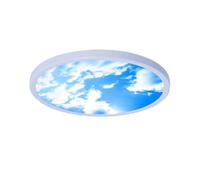 Led Réglable Flush Mount Plafond Light avec Télécommande, Blue Sky& Nuages Luminaires de Plafond, Lampe de Plafond Ronde Blanche Ultra-Mince Moderne Pour le Bureau Chambre à Coucher Salon Cuisine, J