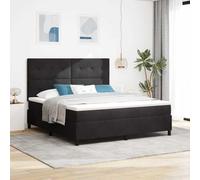 LED Ressorts Moderne tête lit Lumineuse Noir 180 x 200 cm | Lit à ressort LED avec Matelas Noir 180x200 cm Tissu Super King Tête Réglable RGB