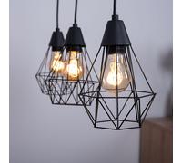 LED Rétro Suspendu Plafonniers Noir la Vie Chambre Filament Cage Suspendu Lampe