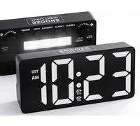 LED Réveil Numérique avec Veilleuse pour Gros Dormeur, Horloge Numérique à Grands Chiffres, Charge des Ports Type-C & USB, Luminosité Réglable, Volume 70-120 DB, Snooze 9 Min, Double Alarme