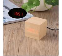 LED Réveil Numérique en Bois - Horloge Digital Cube - Thermomètre Date Affichage Tactile Activé