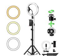 LED Ring Light,3 Couleurs 10 Niveaux Dimmable 3200-5600k Température De Couleur,Ring Light Rotation À 360 Degrés, Alimentation USB,Utilisé pour Les Médias en Temps Réel Et La Photographie Vidéo