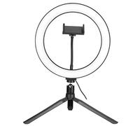 LED Ring Light, Lampe de Bureau à Intensité Réglable 10 Niveaux, 3 Couleurs de Lumière, 25,5 cm - Alimentation USB, Support Mobile Universel, Idéal pour Diffusion Live et Beauté