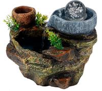 LED Rockery Resin Water Fountain DIY Plants Micro Landscape Potted Succulents Home Decoration