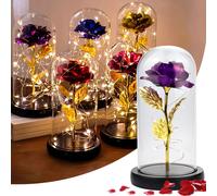 LED Rose éternelle dans un verre, roses avec lumière, roses cadeaux pour femmes, maman, dames, anniversaire, anniversaire, Saint-Valentin, fête des mères