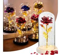 LED Rose éternelle dans un verre, roses avec lumière, roses cadeaux pour femmes, maman, dames, anniversaire, anniversaire, Saint-Valentin, fête des mères