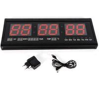 LED Rouge Horloge numérique murale Variation automatique Grand écran de données avec thermomètre Calendrier perpétuel pour lieu public, bureau, chambre, salon