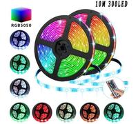 LED Ruban 10M 300 LED SMD5050 RGB IP65 Étanche,Kit de Bande lumineuse Flexible Multicolore Peut-Découpé Clignotant au Néon Decor