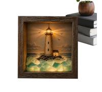 LED Sea Glass frameBox | Soft Glow Wooden Home Decor | Box Emits A Calming Radiance Offering Support During Travel; It Guides Weary Road Users Back To Their Sanctuary, Providing A Comforting Glow On