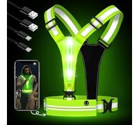 LED sécurité Rechargeable USB, Gilet Réfléchissant Running à LED pour Course à Pied, Gilet Velo Clignotant Rechargeable par USB, 3 Modes, Support de téléphone pour Coureurs, Le Jogging, Vélo la Nuit