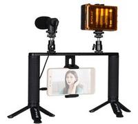 Trépied photo et vidéo Puluz LED Selfie Light 4 en 1 Vlogging Smartphone vidéo Rig Stabilisateur de poignée Kits