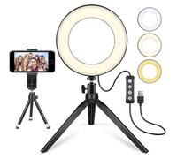 LED Selfie Ring Light avec Trépied pour Vidéo et Maquilge Anneau Lumineux 6& avec Support 6 inch with Tripod Stand LAMPE ESCLAVE