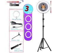 LED Selfie Ring Light, dimmable, trépied, 10in 200cm trépied