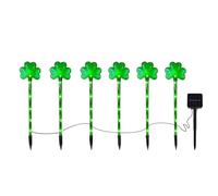 LED Shamrock Lights, St Patricks Day Solar, 13.39x4.33x4.33 Inches Yard Stake with Green, Outdoor Decoration Sign, Pathway Lighting Accessory with Festive Design, Lawn and Garden Lights for Holiday