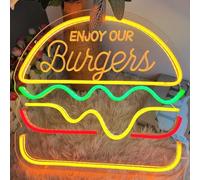 LED signe Snack enseignes au néon nourriture LED lumières magasin mur décoratif pop-corn lampes Pizza Burger Tacos décoration lumière USB luminosité réglable