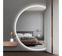 LED Smart Bathroom Mirror - Half Circle Anti-Fog Shatter-Proof 3-Color Dimmable Backlit Wall Mounted for Makeup Bedroom Living Room IP44 Waterproof
