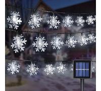 LED Solaire Guirlande Lumineuse, 12M Guirlande Lumineuse Flocon de Neige, 100 LEDs 8 Modes Étanche Guirlandes Lumineuses Intérieure Extérieure pour Fêtes, Mariages, Chambres (Flocon de Neige, Blanc)
