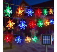LED Solaire Guirlande Lumineuse, 12M Guirlande Lumineuse Flocon de Neige, 100 LEDs 8 Modes Étanche Guirlandes Lumineuses Intérieure Extérieure pour Fêtes, Mariages, Chambres (Flocon de Neige, Couleur)