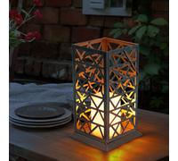 LED Solaire Lampes suspendues rouille verte Lampes de terrasse Effet de feu extérieur Lanterne de jardin