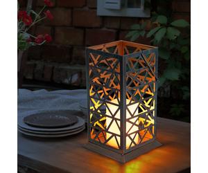 LED Solaire Lampes suspendues rouille verte Lampes de terrasse Effet de feu extérieur Lanterne de jardin