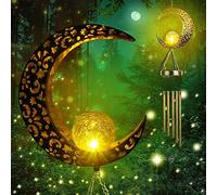 LED Solaires Carillons Éoliens pour Jardin, Carillons de Vent de Lune Lampes Solaires D'extérieur en Métal pour Jardin, Fête, Patio, Véranda, Terrasse, Cour, Maison Décoration