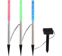 LED solaires d'extérieur, jeu de 3 lampes IP44, changement de couleur, acier inoxydable