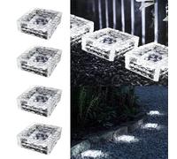 LED Solaires En Pavés Éclairage De Chemin,4set Lampe Solaire Extérieur LED Étanche Lampe Solaire Sol,Spot De Sol Pour Extérieur,Pour Jardin, Balcon Solar Ice Tile Light Decoration（Blanc）