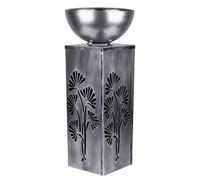 LED Solar Plantoir Lampe solaire Pot de fleurs Effet lumineux Décor floral Colonne décorative Pot de fleurs, métal argenté antique, LED blanc chaud, DxH 25x59 cm