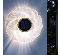 LED Solar Wandlampe Blume transparent - 18 cm - Deko Gartenstecker warm weiß