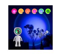 Led Spaceman Sunset Lamp - Astronaut Sunset Lamp Rainbow Projection Night Light with 360 Rotation, Network Modern Chargeable Floor Light with Usb
