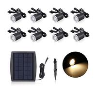 LED spot encastré,Lixada Lot de 8 Mini spot encastrable,3,2 V 0,2 W,charge solaire, étanches, IP65, pour jardin, allée, terrasse, salle de bain