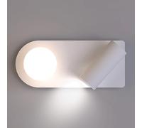 LED Spotlight, 2-Lights Bedside Reading Wall Lamp with 350° Adjustable Funct, Metal Wall Sconce with Glass Shade, 20W Bedroom Decorative Lighting 6000K