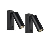 LED Spotlight, 2 Pack Wall Mount Reading Light, LED Adjustable Bedside Wall Lamp with on/Off 10W 3000K Aluminum Wall Sconce, Black/White Rotating 350° Headboard Reading
