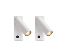 LED Spotlight, 2 Pack Wall Mount Reading Light, LED Adjustable Bedside Wall Lamp with on/Off 10W 3000K Aluminum Wall Sconce, Black/White Rotating 350° Headboard Reading