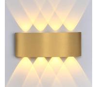 LED Spotlight, 8 Lights Up Down Lighting Wall Light Gold, Outdoor Wall Porch Light, Exterior Wall Mount Lamps for Foyer Courtyard Villa (Gold A,Warm Light)