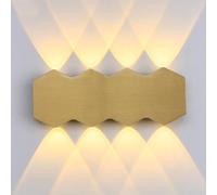 LED Spotlight, 8 Lights Up Down Lighting Wall Light Gold, Outdoor Wall Porch Light, Exterior Wall Mount Lamps for Foyer Courtyard Villa (Gold B,Warm Light)