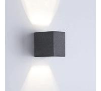 LED Spotlight, Cement Wall Light Up Down Sconce Square Cube Wall Mounted Lamp, Bedroom Bedside Lighting Fixture, Living Room Decor Wall Wash Lights (Black Sandstone)