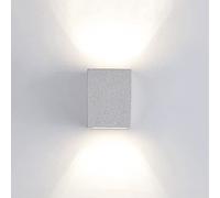 LED Spotlight, Cement Wall Light Up Down Sconce Square Cube Wall Mounted Lamp, Bedroom Bedside Lighting Fixture, Living Room Decor Wall Wash Lights (White Sandstone)