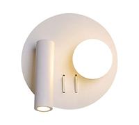 LED Spotlight, White Adjustable Wall Sconce with on Off, Round LED Wall Light Fixture 2 Light Indoor Rotatable Reading 3000K Hardboard Wall Lamp Night Light