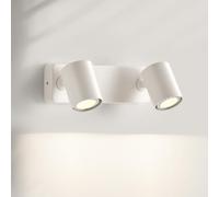LED Spotlight, White Wall Sconce 2-Light LED Wall Mount Reading Aluminum Headboard Lighting 6W+6W, Rotatable Adjustable Bedside Wall Mount Lamp for Bathroom Study Room, Included Bu