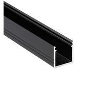 LED ST10 Profilé en aluminium noir pour bandes LED avec cache pour bandes LED jusqu'à 10 mm (noir, 2 m transparent)