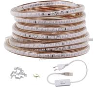 LED Strip,220V-240V LED Strip with Switch,3014 120leds/m IP65 Waterproof LED Strip,Warm White Flexible Strip Light for Hotel Wedding Party Decoration (Warm White,13M)