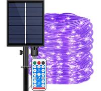 Led Strip Lights Solar Outdoor 20 M 200 Led Tube Light With 8 Modes Remote Control Waterproof Pipe String Lights For Home,Garden,Wedding,Party,Christmas Party (Purple)