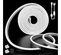 LED Strip Outdoor 2 m,White LED Strip 220 V Cuttable Neon Light IP65 Waterproof LED Bedroom Flexible Light Strip 120 LED/M with AC Adapter