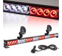 Led Strobe Light Bar 35.5 IN 13 Flash Patterns 32 Led Warning Lights Emergency Traffic Advisor Directional Hazard Warning Flashing Safety Light Bar with Cigar Lighter(35.5 Inch, Red/White)