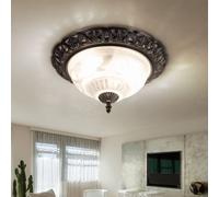 LED Style Campagnard Aluminium Couvrir Lampe Argent Antique Couloir Verre Fleurs