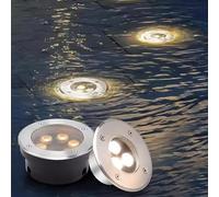 LED SUNDERGOURD LED - Lampe de Fontaine extérieure, AC 12V / 24V à Basse Tension Ultra-Thinyo Lumières LED, IP68 IP68 Spot Round EntroaldDed Light, pour Le Paysage sous-Marin décorer (Bleu, 12V-9W)