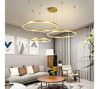 LED suspension 3 Anneaux Moderne 90W Dimmable Salon lustre suspendu Avec Télécommande éclairage Chic Chambre Salle À Manger Suspension luminaire Réglable Hauteur Combinaison Lampe Suspendue,D'or