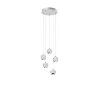 LED Suspension en verre Hayley (Moderne) Transparent Verre e. a. pour Salon & Salle à manger (à 5 lampes,), Luminaire, Lampe plafond, Luminaire Plafonnier, Suspendue